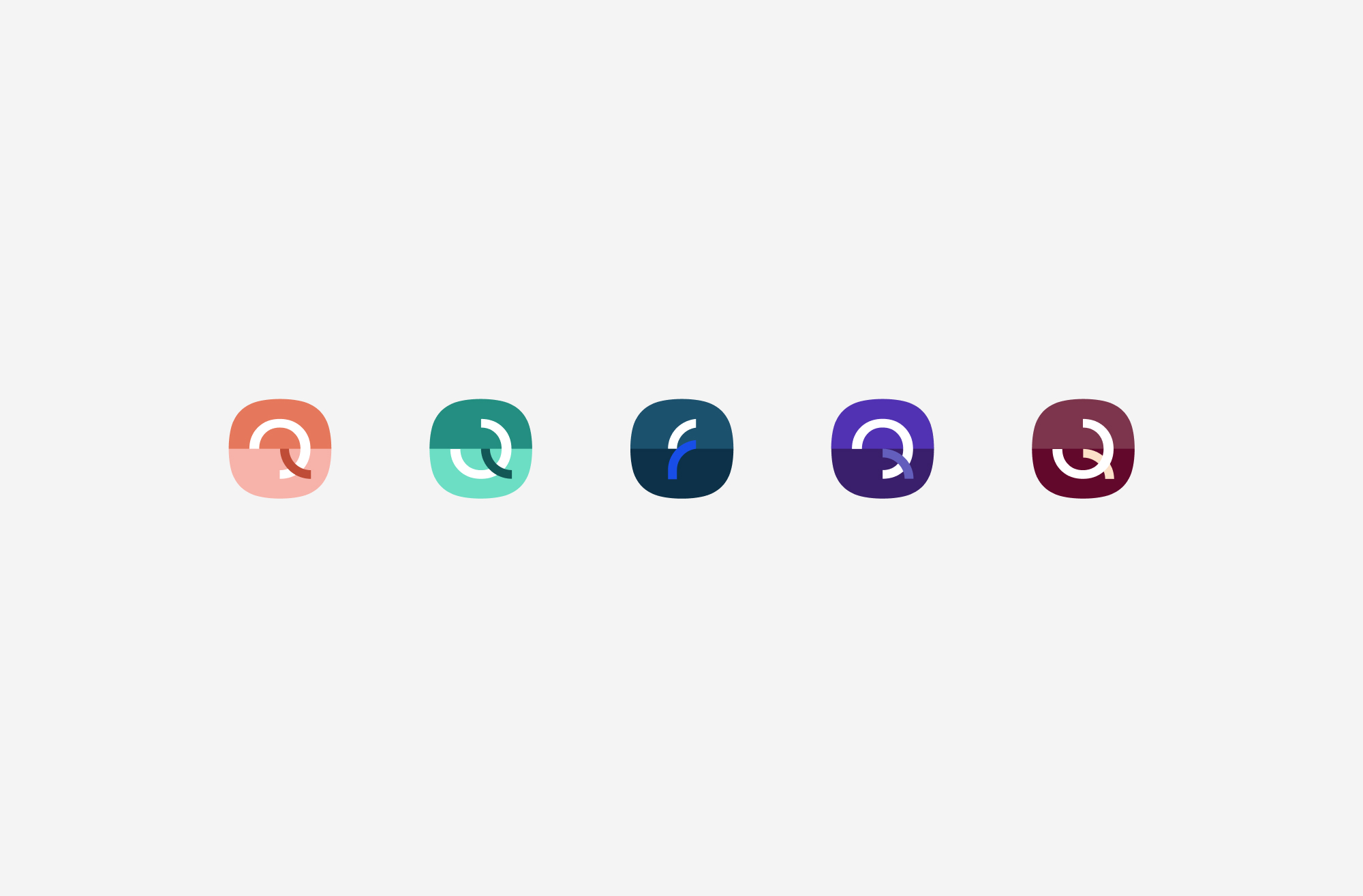 Five icons of the new QPS Q-Suite on a grey background