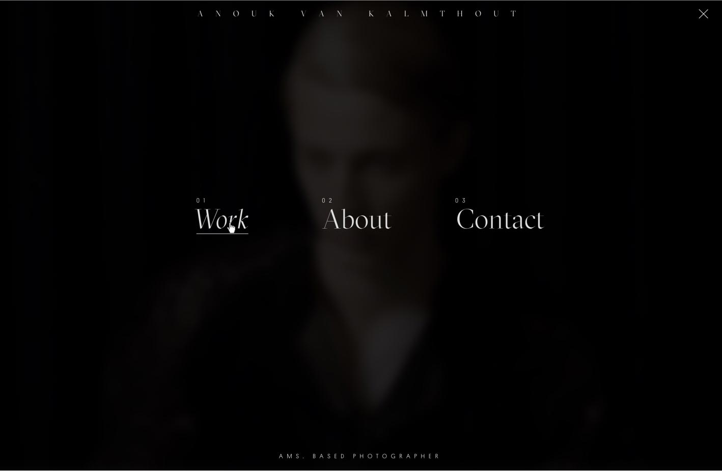 Screenshot of the menu for the Anouk van Kalmthout website.