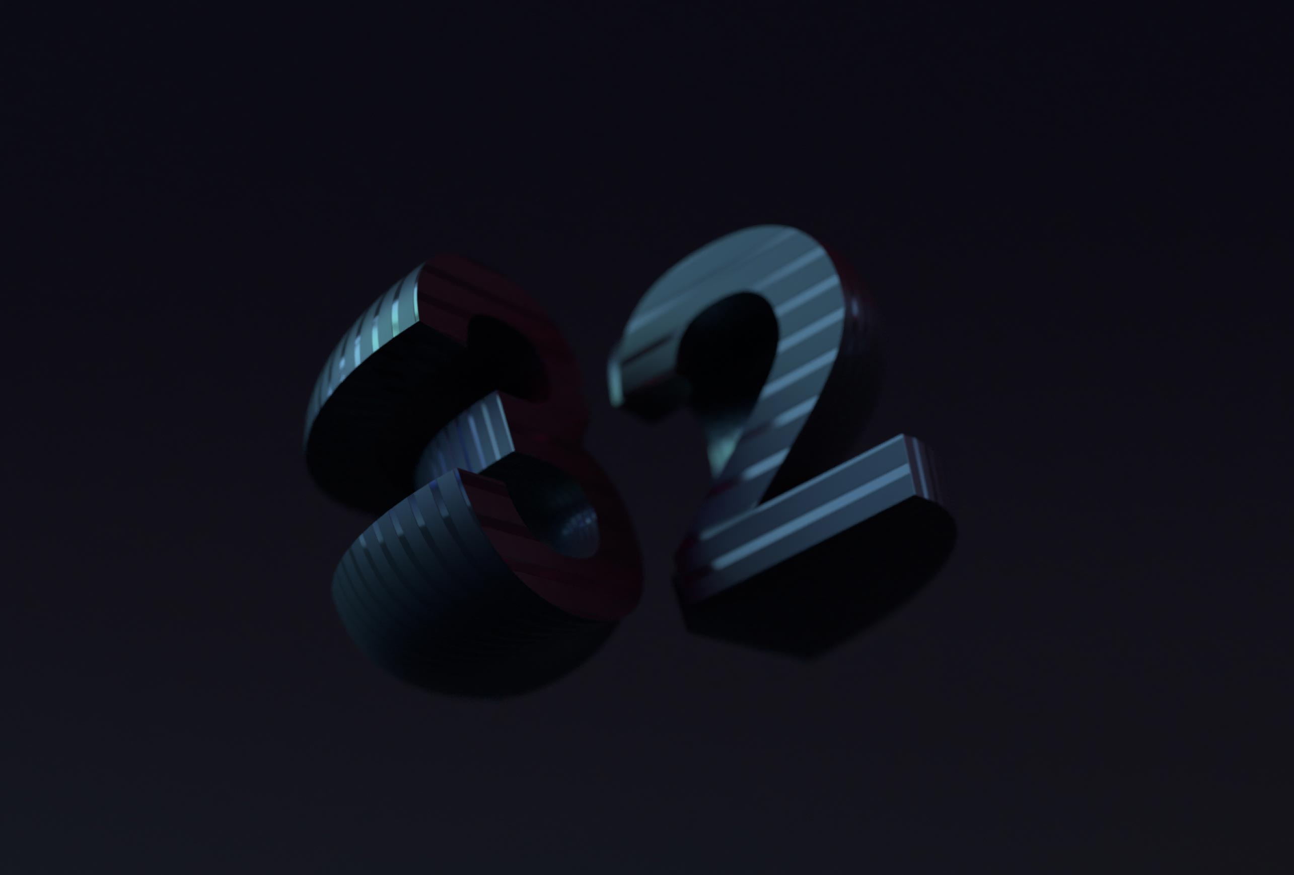 3D graphic of the number '32'