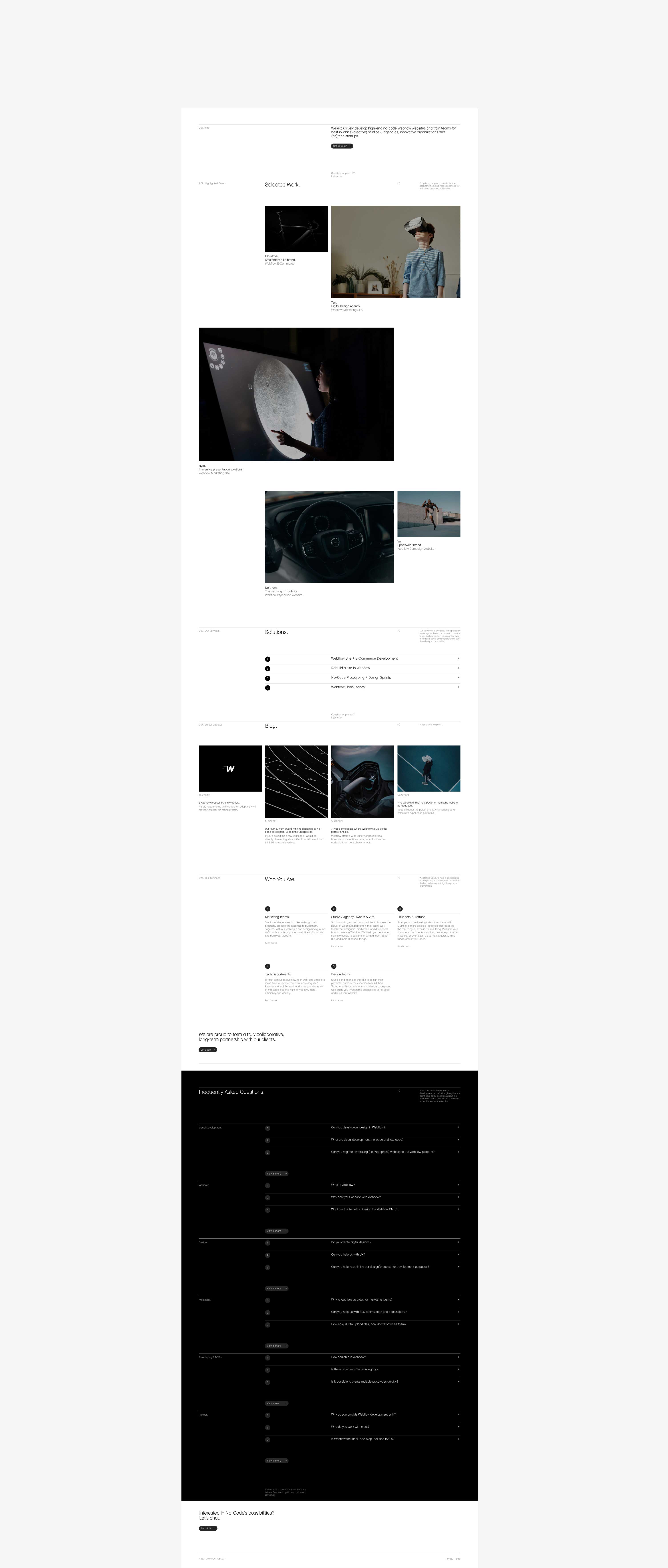 Full-page screenshot of the Onym&Co homepage design