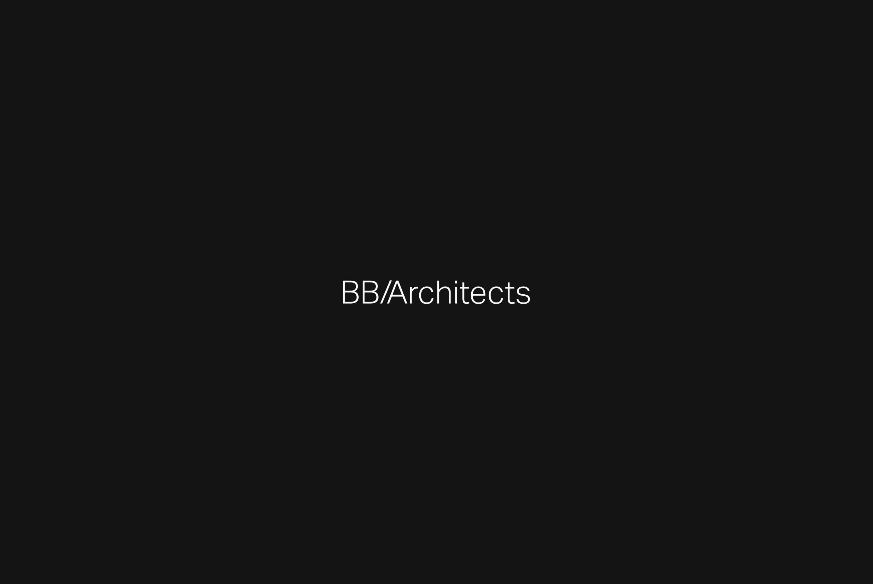 BB/Architects wordmark logo on a black background