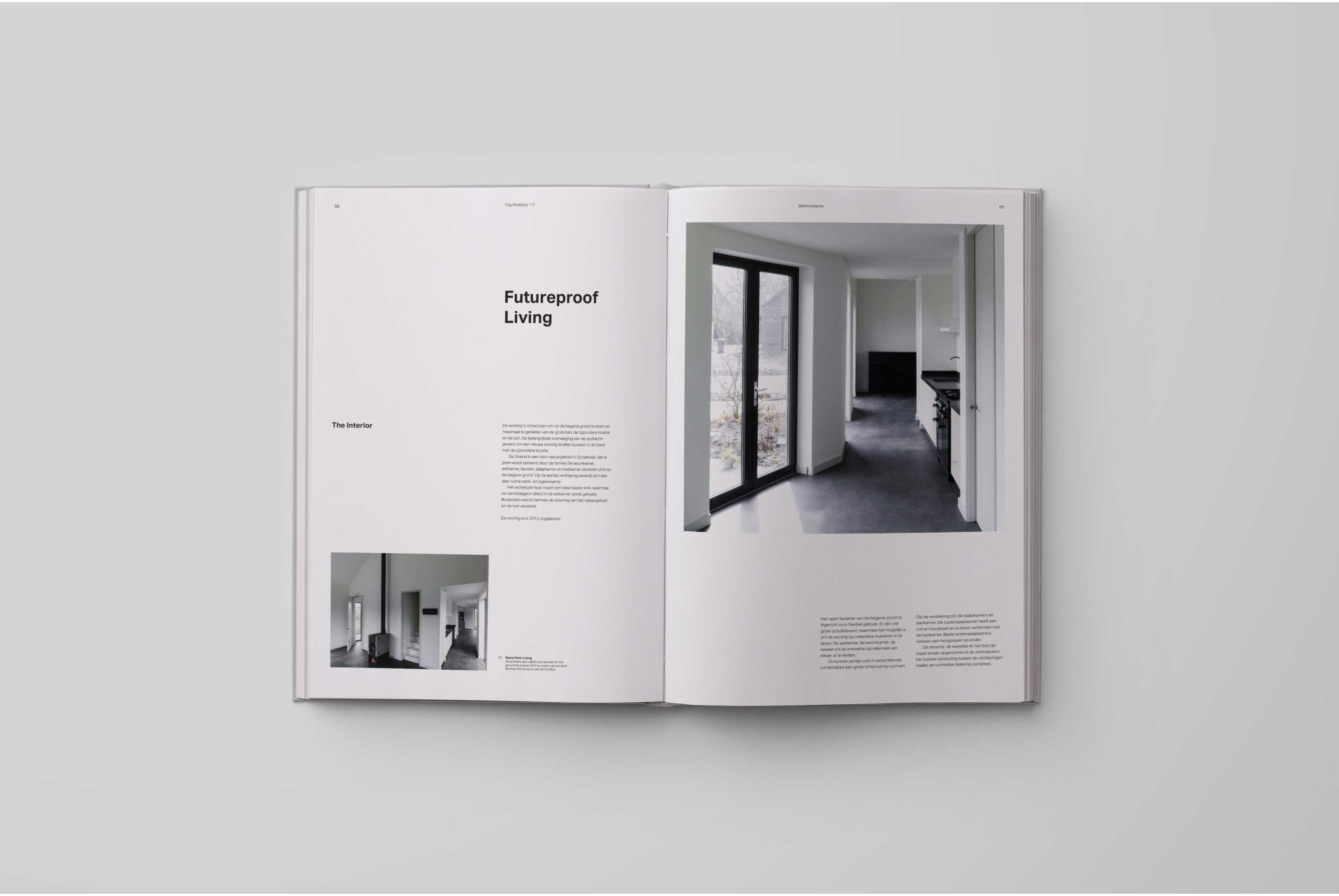 A book-spread with an article about Futureproof Living by BB/Architects