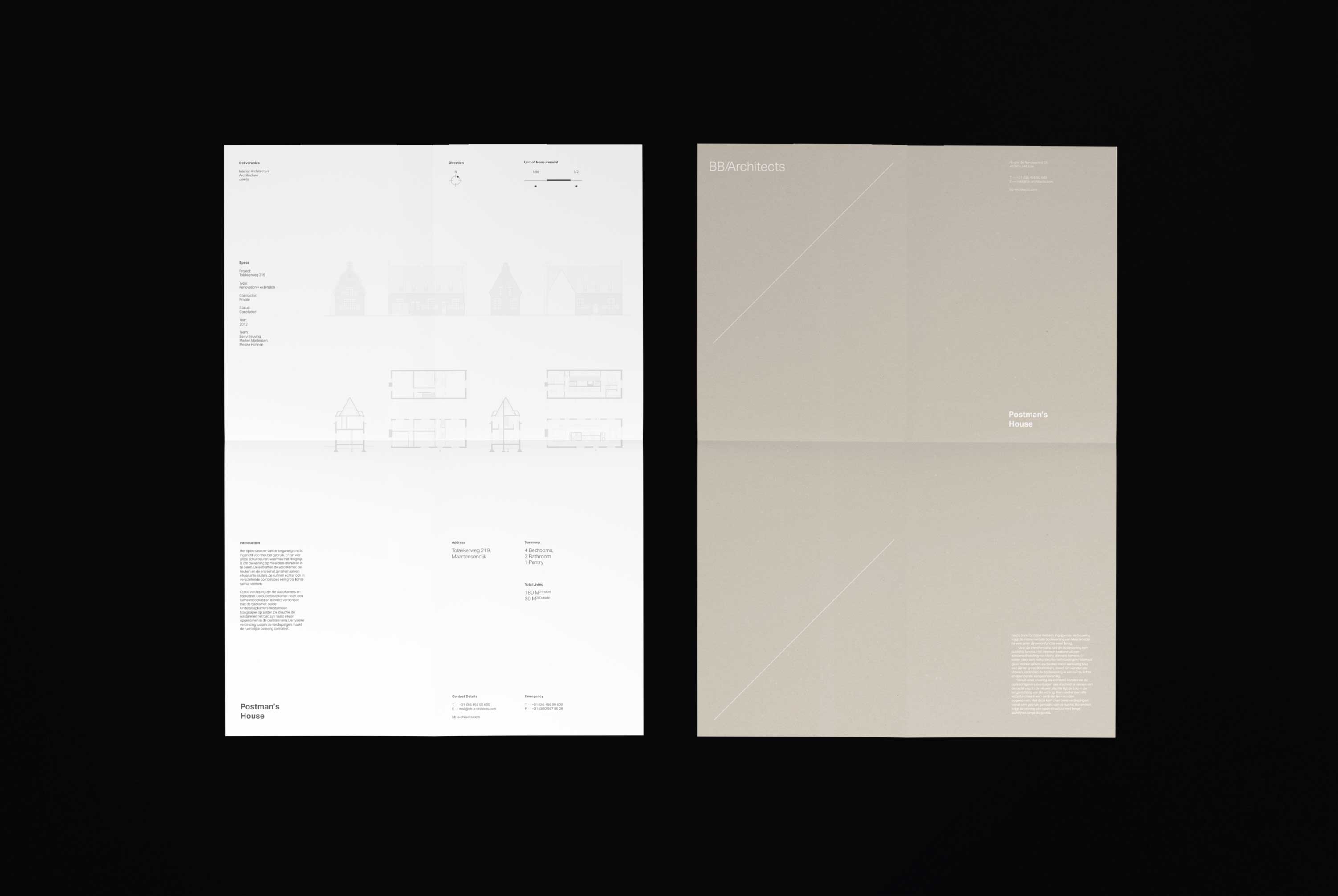 BB/Architects poster with line drawings of a house