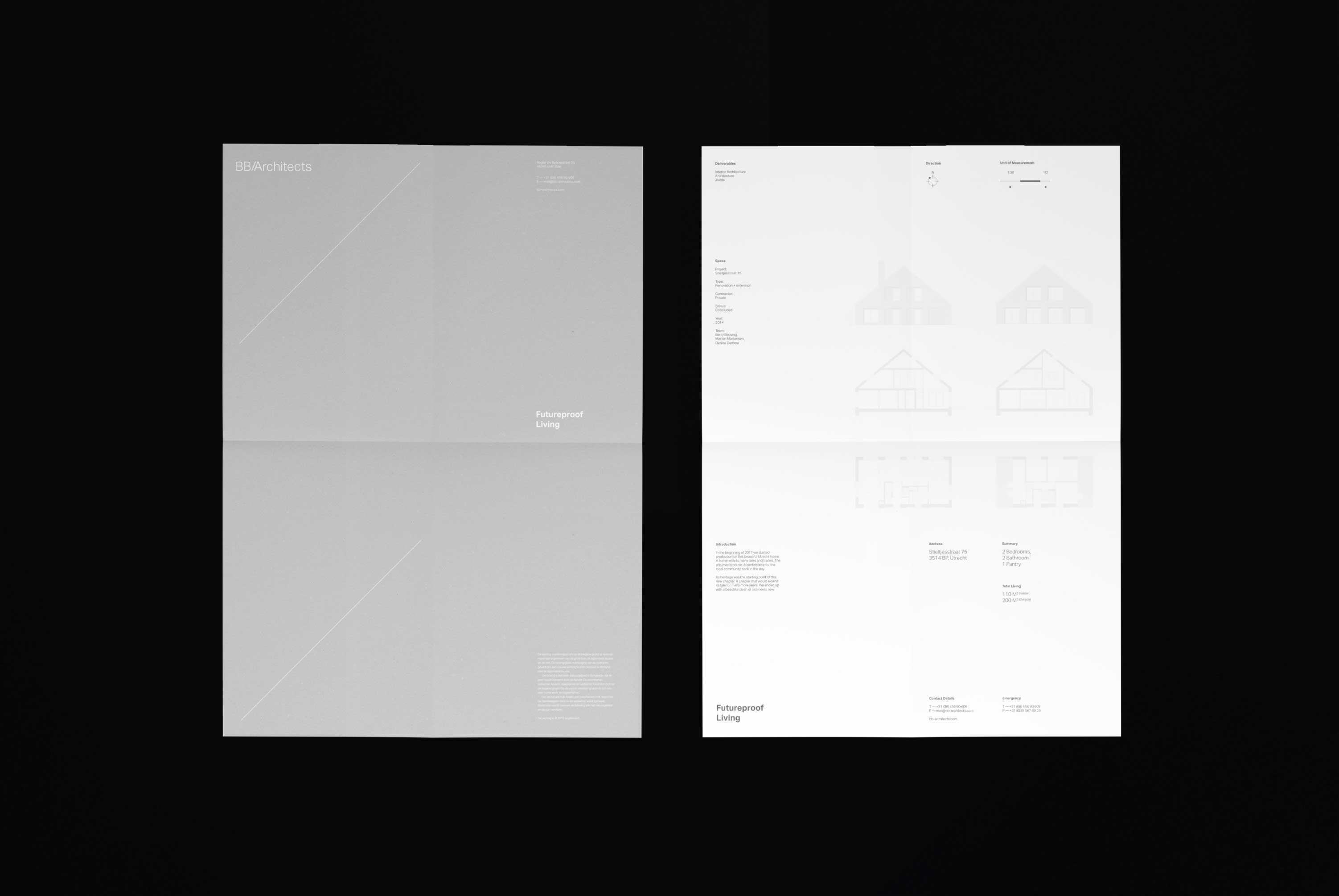 BB/Architects poster with line drawings of a house