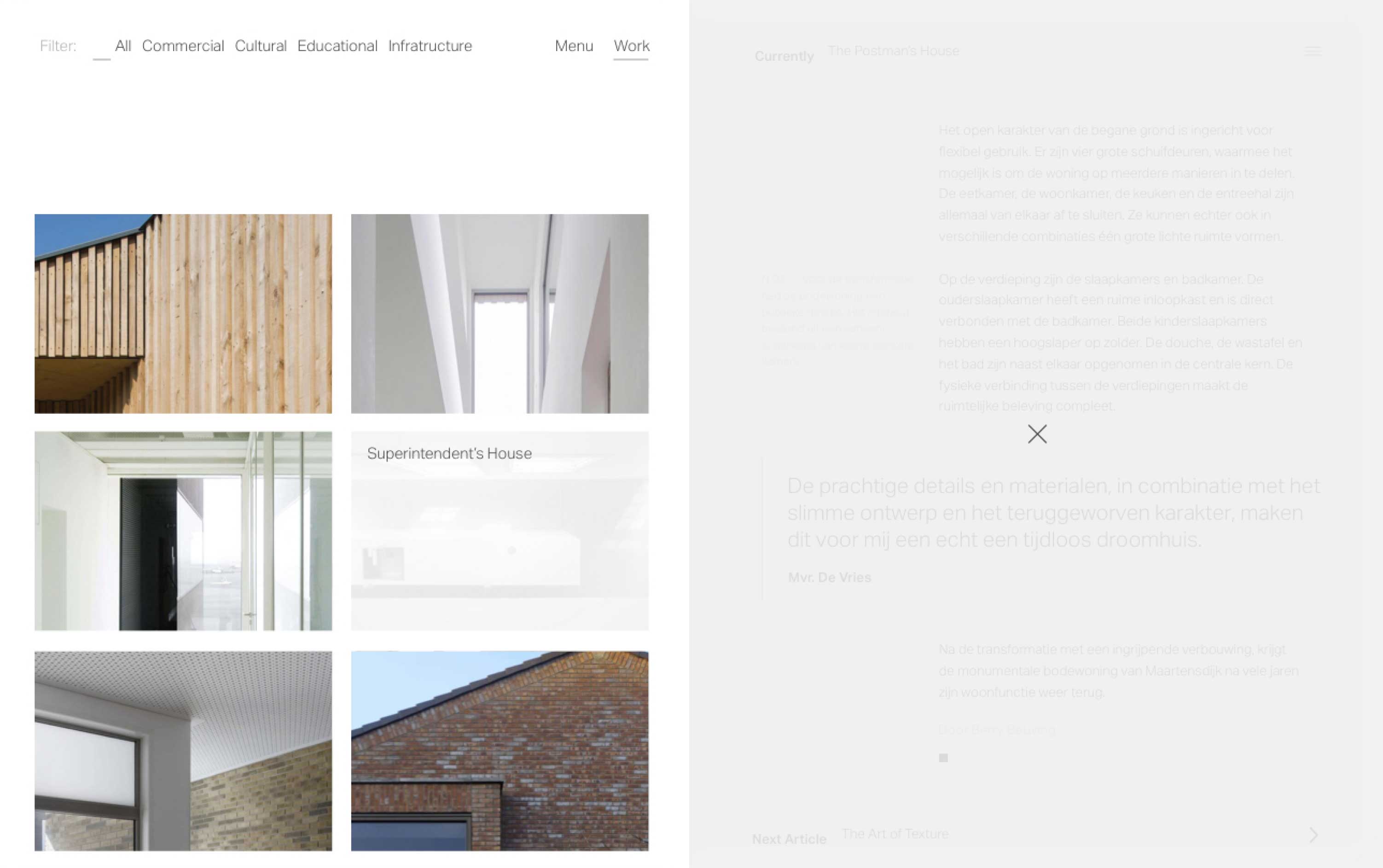 Screenshot of BB/Architects' website project overview