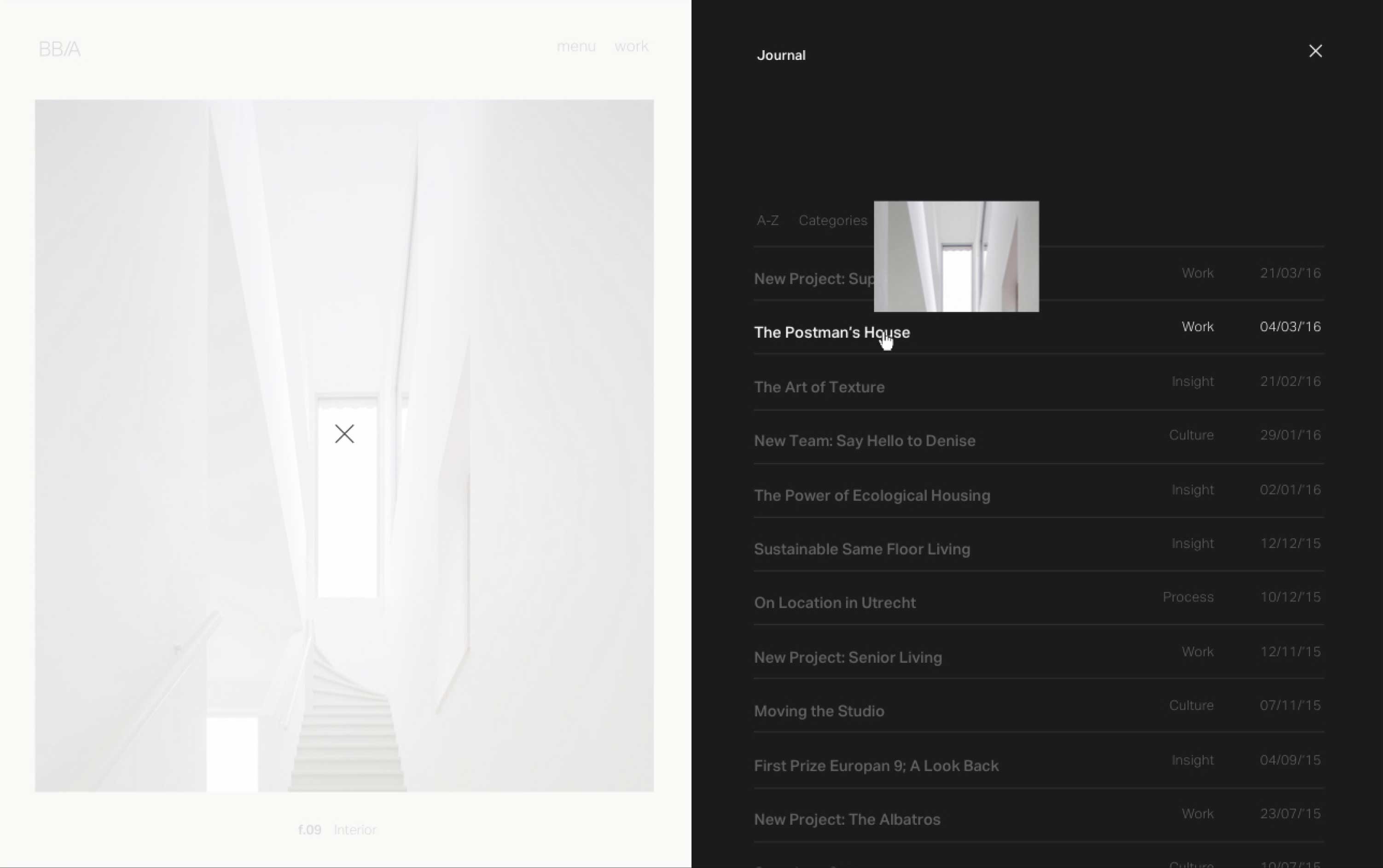 Screenshot of BB/Architects' website blog page