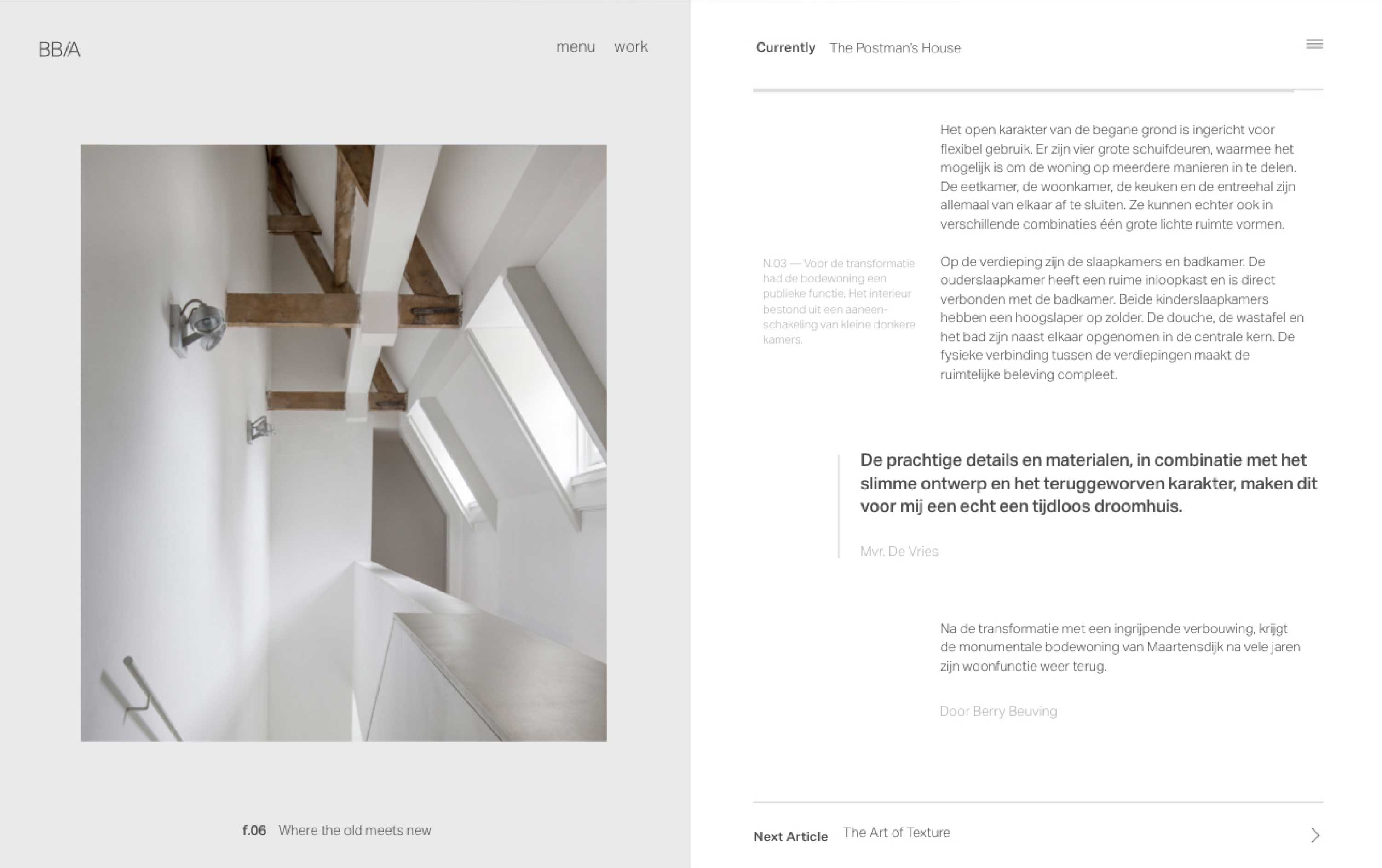 Screenshot of BB/Architects' website blog detail page