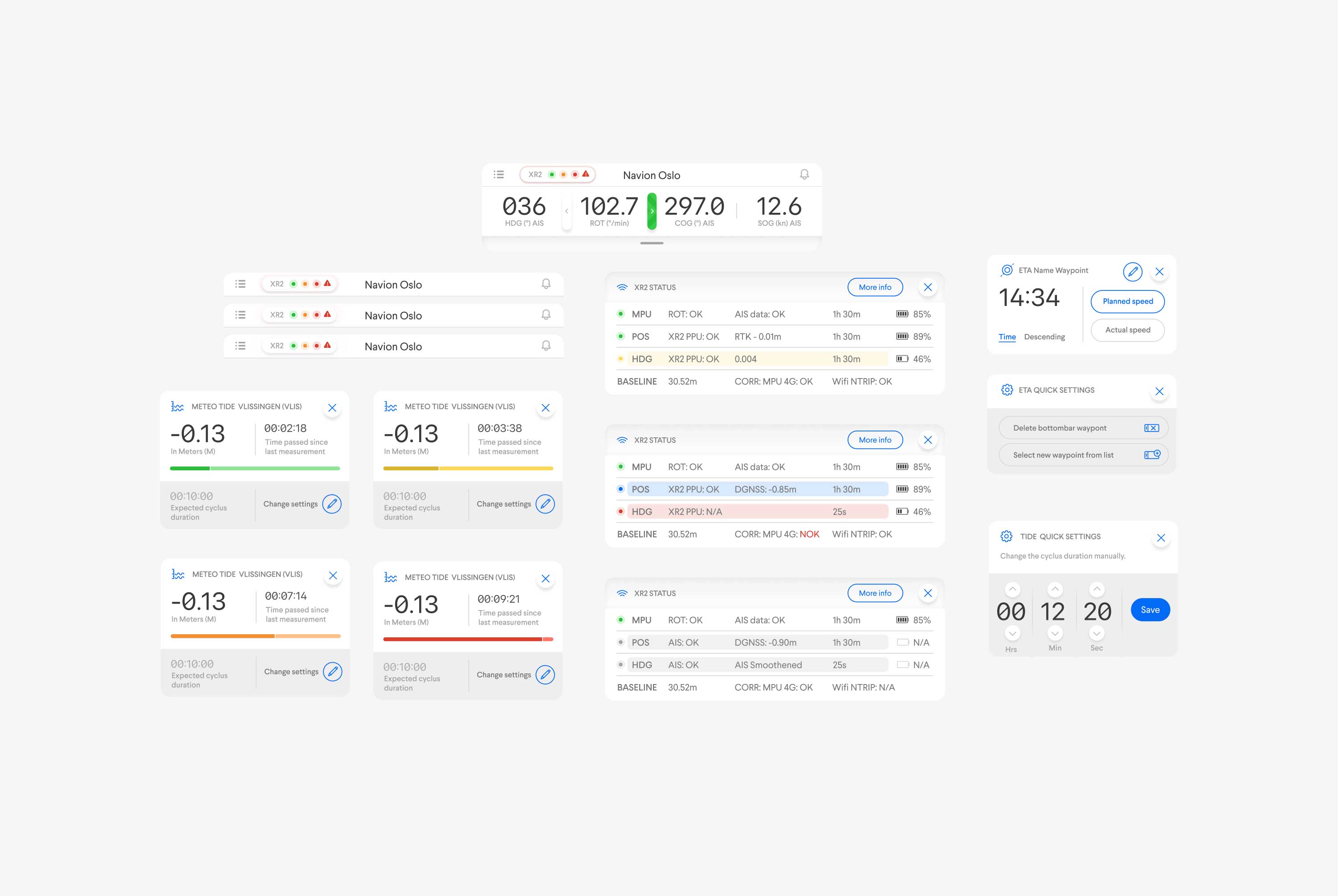 A collection of various pop-up panel components available for QPS Qastor app design