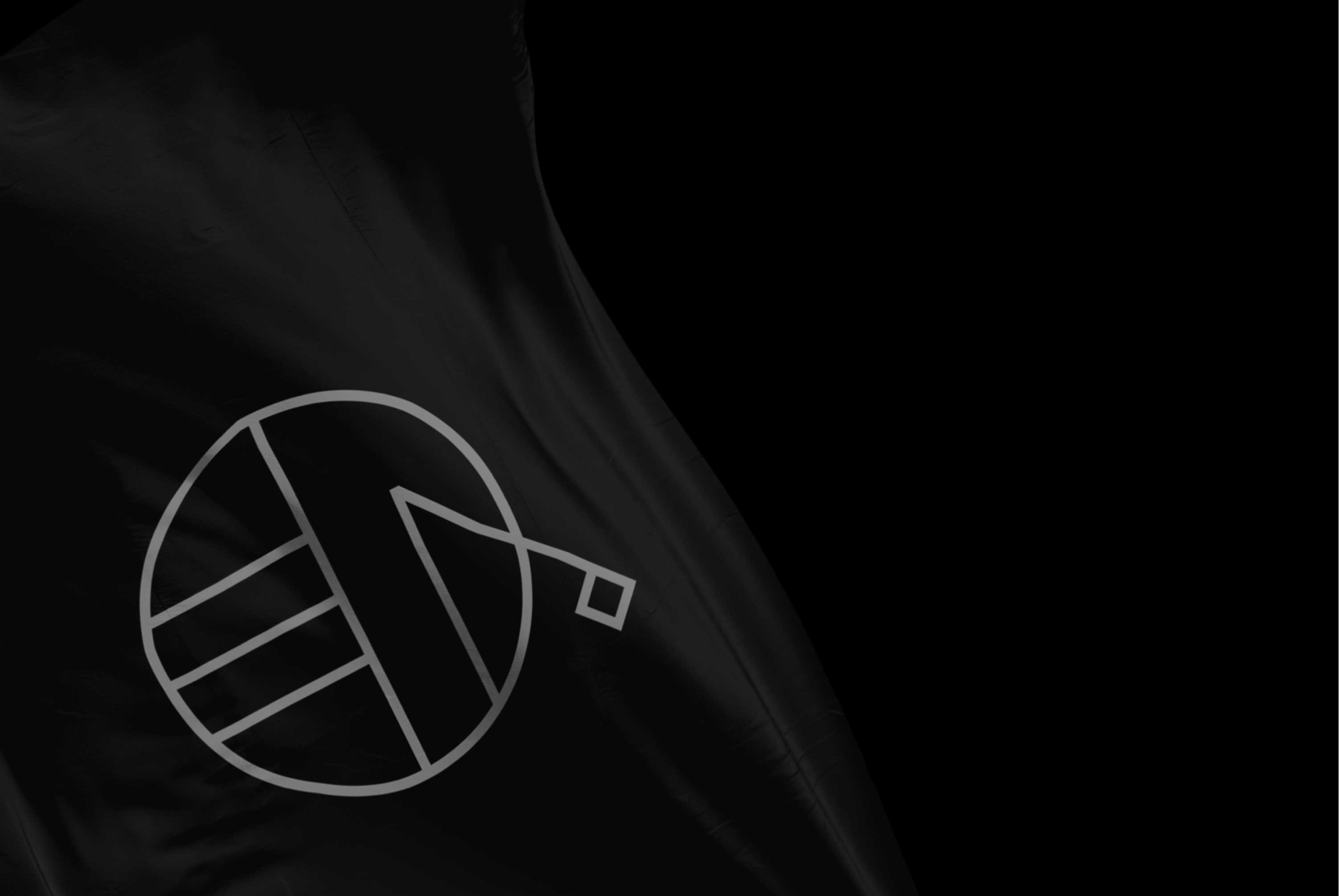 A black flag with the Midlight logo on a black background