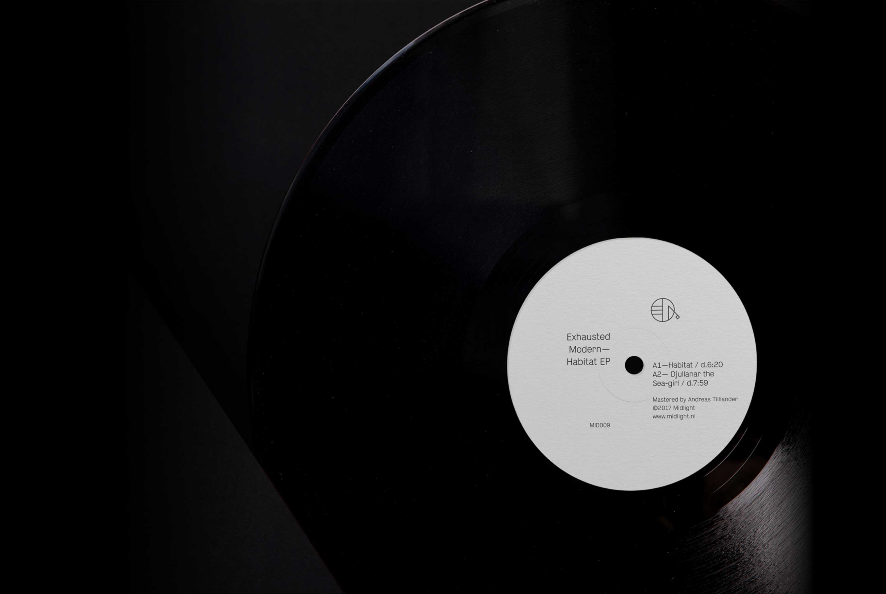 Midlight Records presents Exhausted Modern - Habitat EP LP on a black background