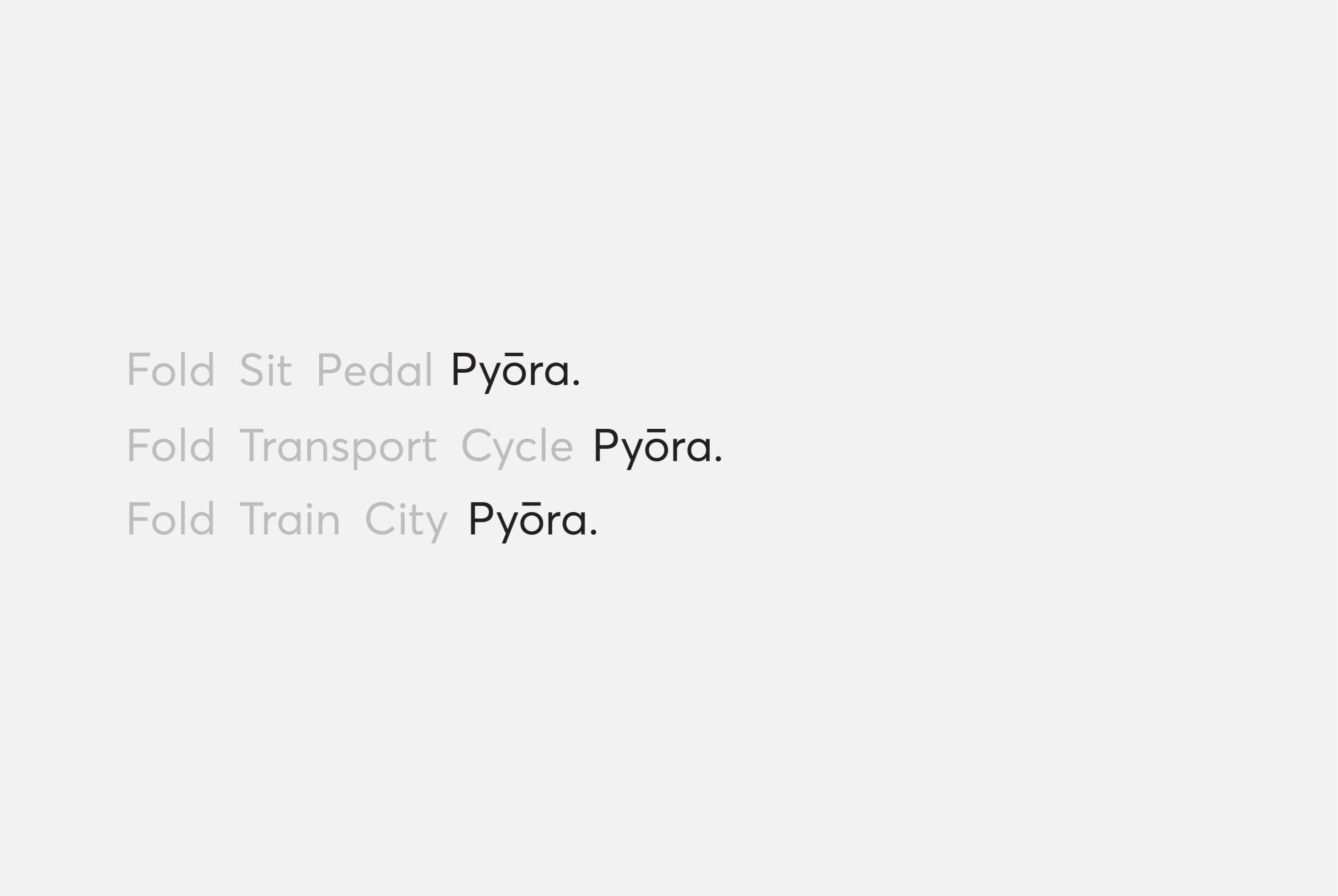 Pyora taglines on grey background