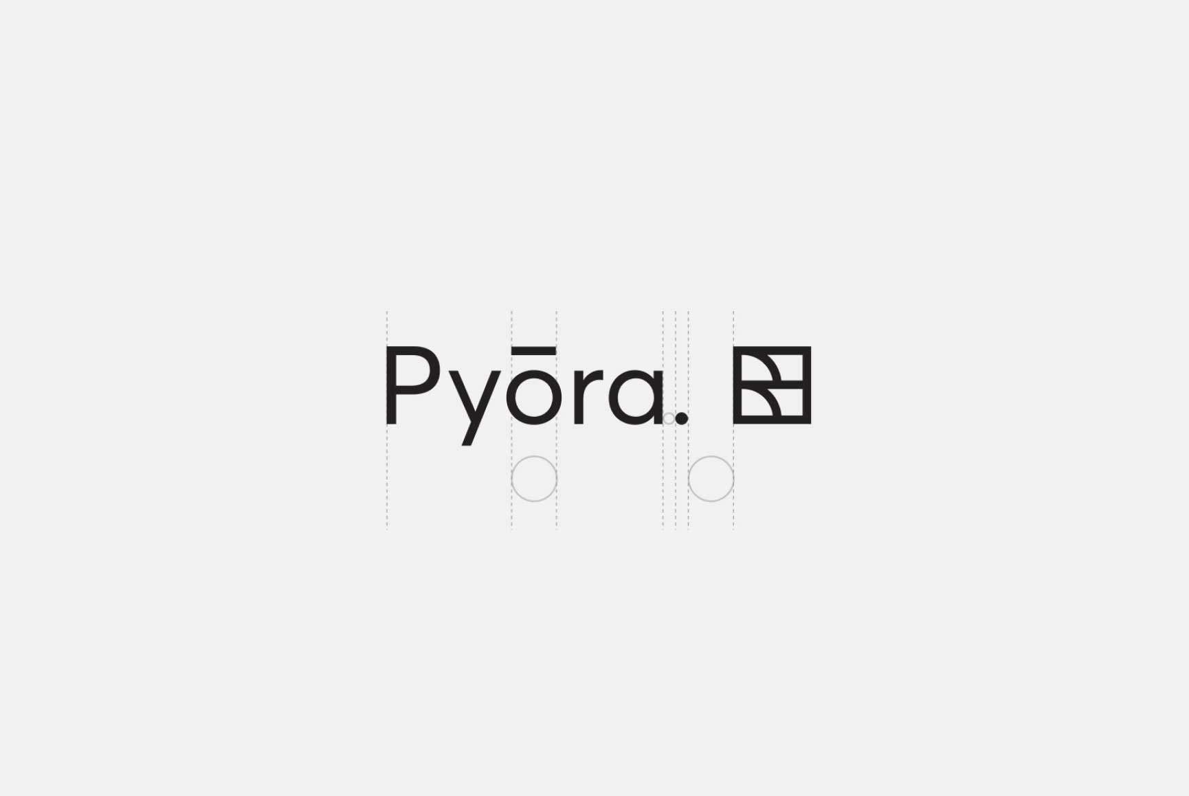 Pyora logo on a grey background