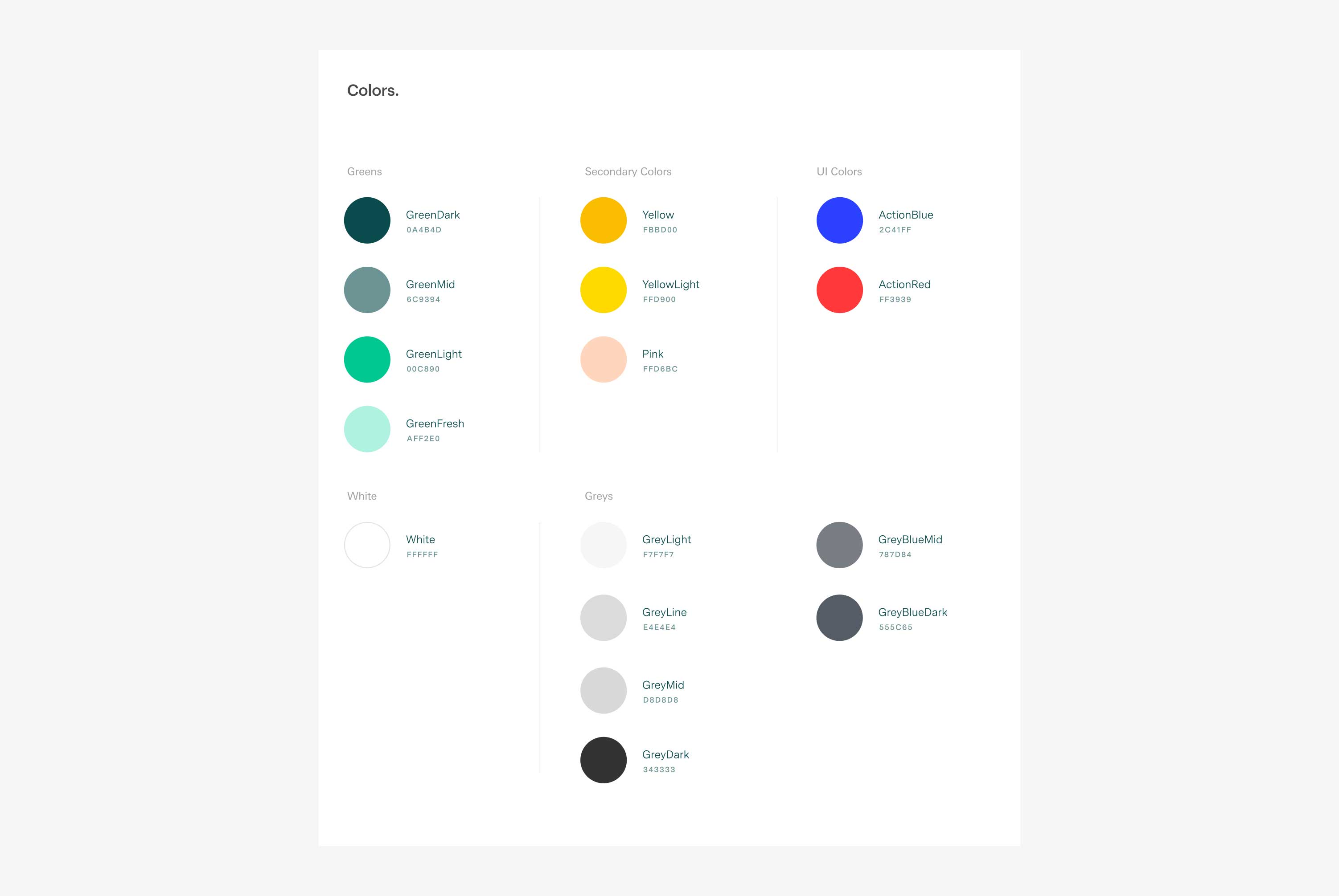 Summit colors for the website design