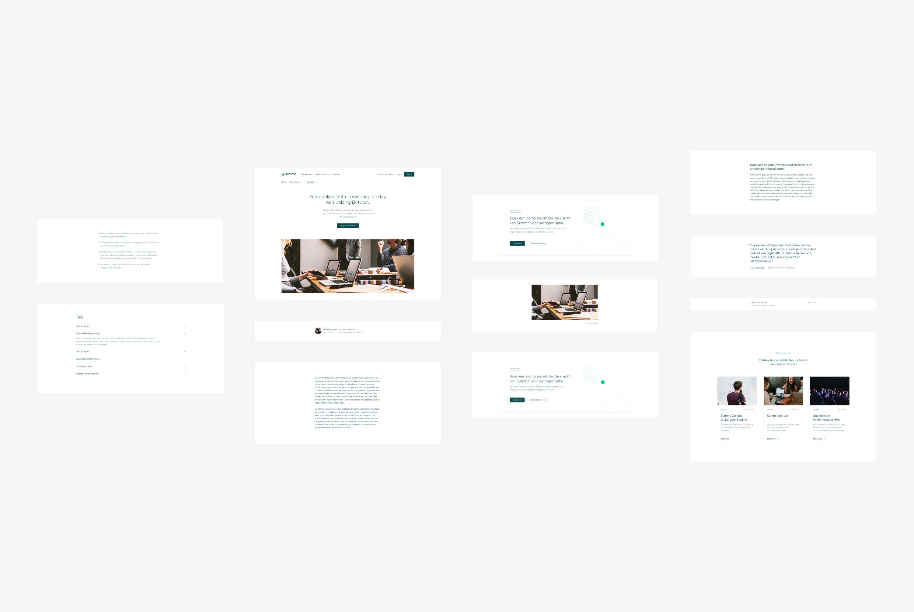 Various components to build a Detail page for Summit web design