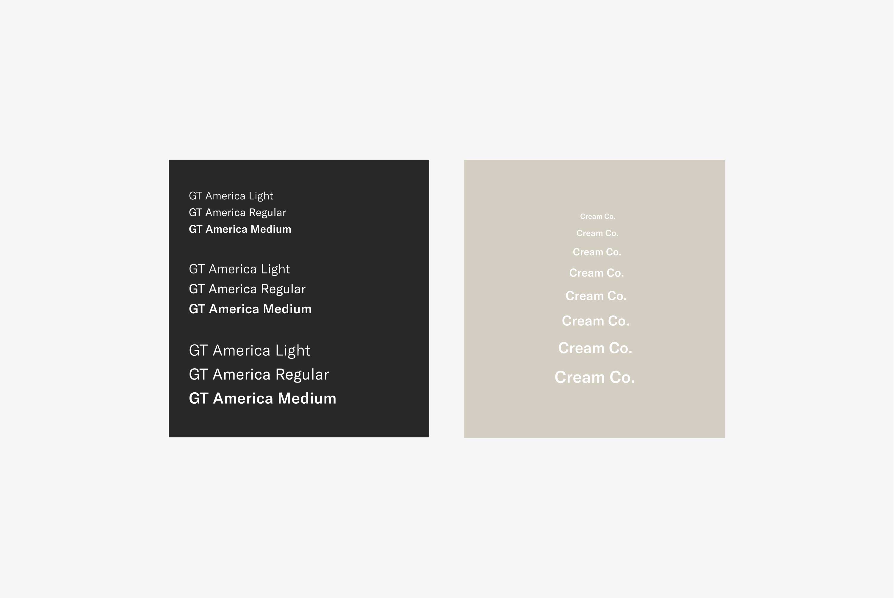 Typography used in the CreamCo webdesign