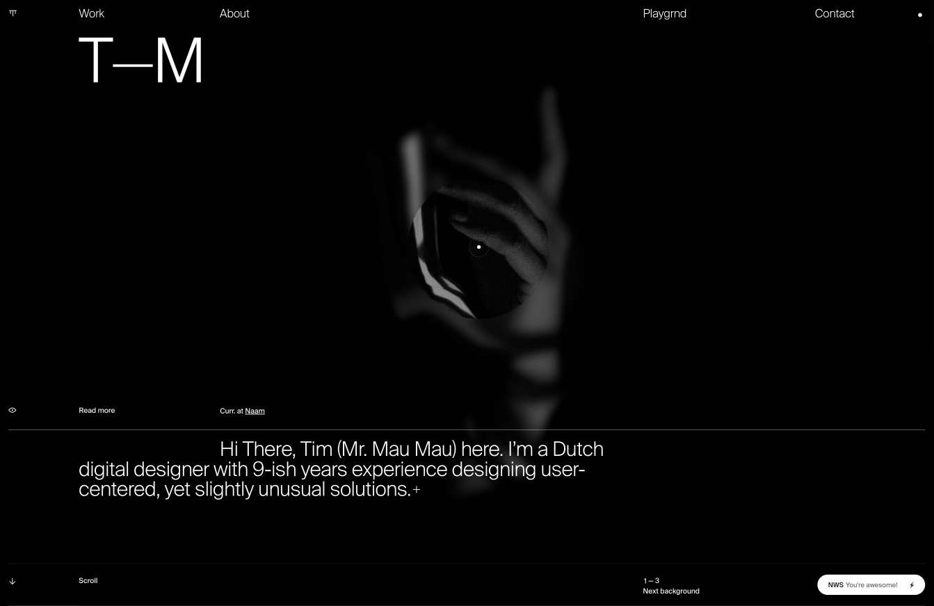 Screenshot of Tim Maurer's Portfolio Prototype 4 homepage design