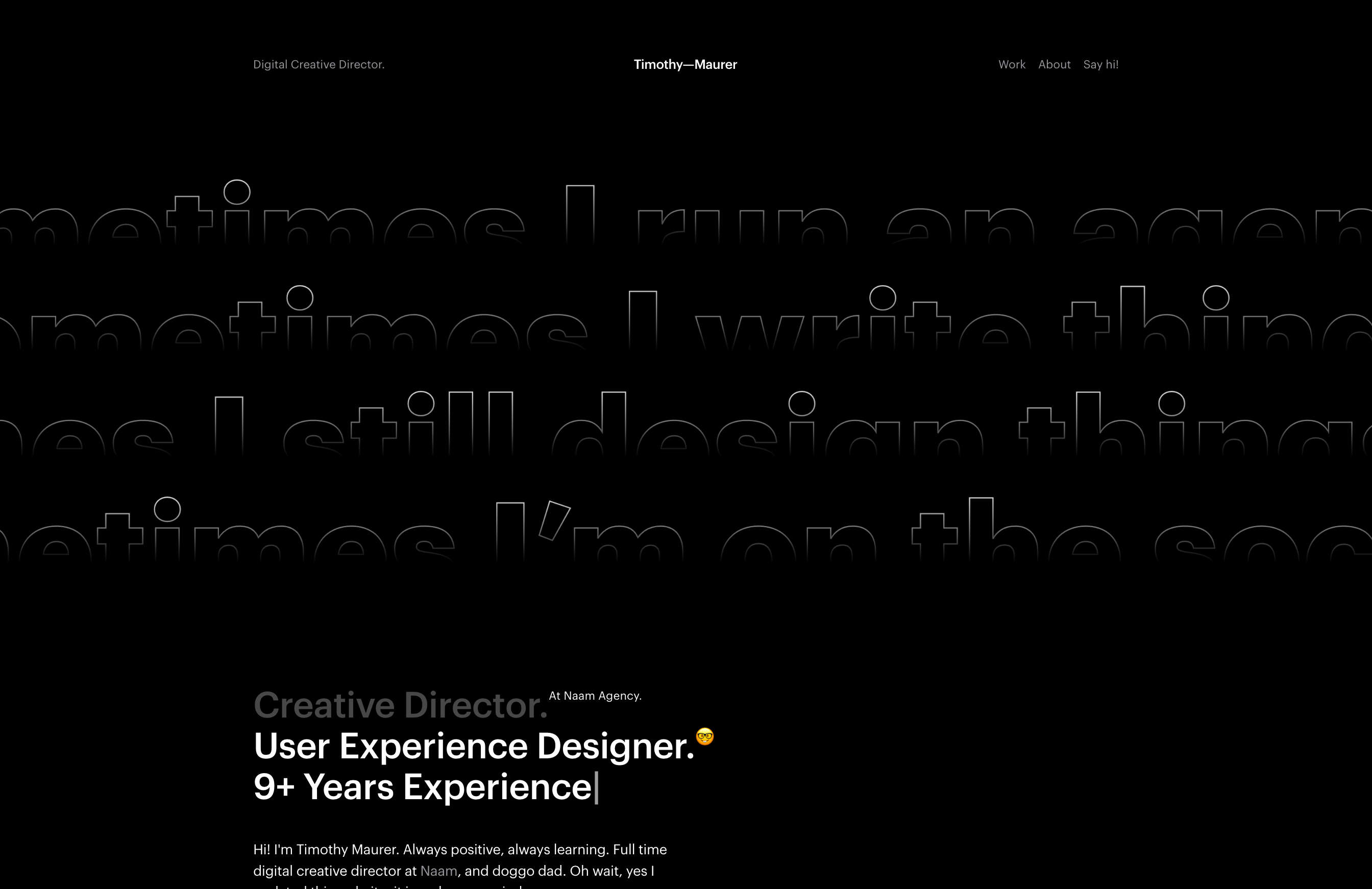 Screenshot of Tim Maurer's 2018 homepage design